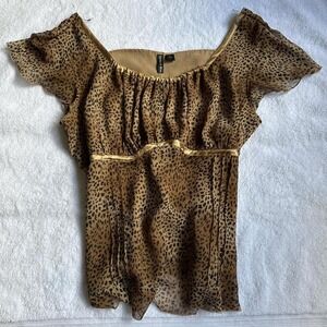 y2k glamour leopard print babydoll top